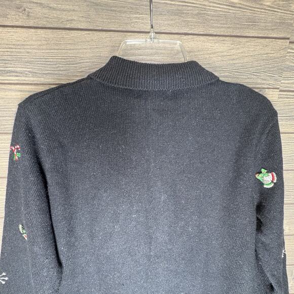 Studio Works Christmas Sweater Womens Small Embroidered Embellished Ugly Zipper - Picture 13 of 13
